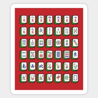 Mahjong Game Tiles Neatly Arranged. It's Mahjong Time! Sticker